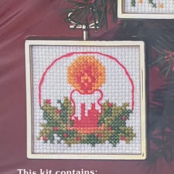 VTG WonderArt Counted Cross Stitch Christmas Ornaments Kit Sealed (Makes 3) 5534 - Picture 5 of 7